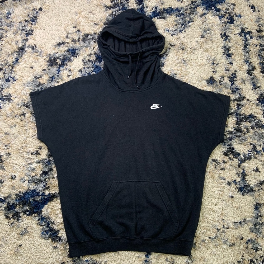 Men’s Medium Nike Fleece Hoodsed Pulliber Shortsleeve Sweatshirt Black
